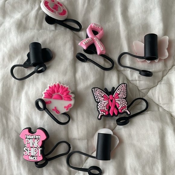 8 Breast Cancer Awareness Straw Covers - Picture 4 of 4